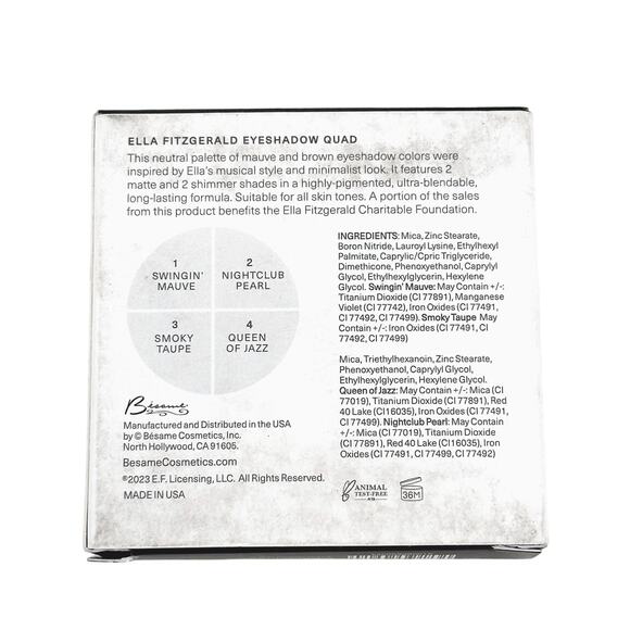 Ella Fitzgerald Eyeshadow Palette Besame Cosmetics Neutral Limited Edition - Picture 6 of 7